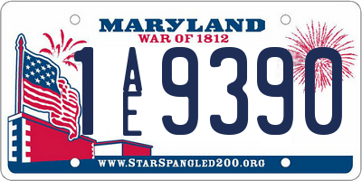 MD license plate 1AE9390
