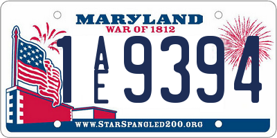 MD license plate 1AE9394