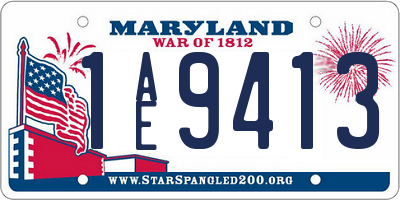 MD license plate 1AE9413