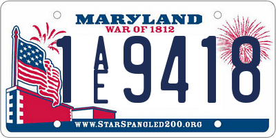 MD license plate 1AE9418
