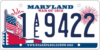 MD license plate 1AE9422