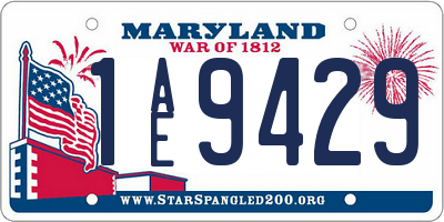 MD license plate 1AE9429