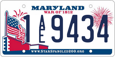 MD license plate 1AE9434