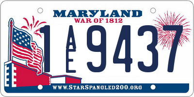 MD license plate 1AE9437