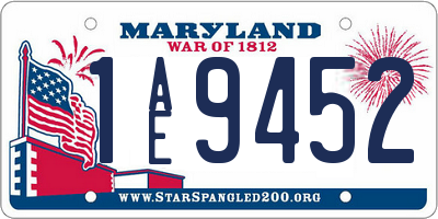 MD license plate 1AE9452