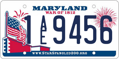 MD license plate 1AE9456