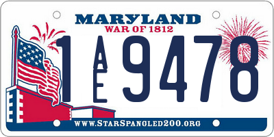 MD license plate 1AE9478
