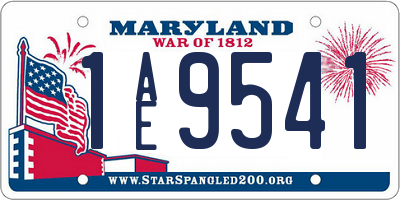 MD license plate 1AE9541