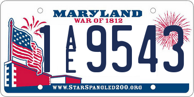 MD license plate 1AE9543