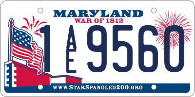 MD license plate 1AE9560