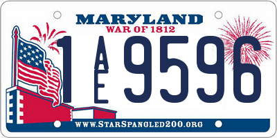 MD license plate 1AE9596