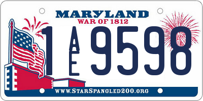 MD license plate 1AE9598