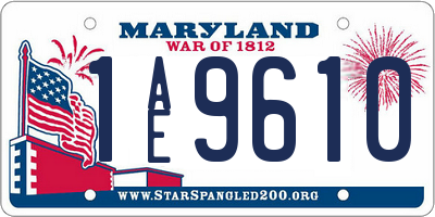 MD license plate 1AE9610