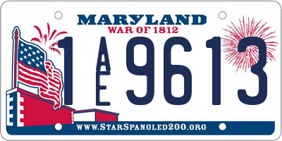 MD license plate 1AE9613
