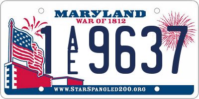 MD license plate 1AE9637