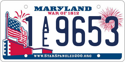 MD license plate 1AE9653