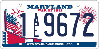 MD license plate 1AE9672