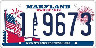 MD license plate 1AE9673