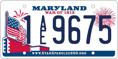MD license plate 1AE9675