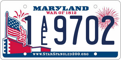 MD license plate 1AE9702