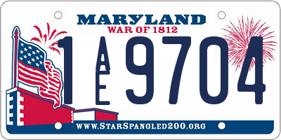 MD license plate 1AE9704