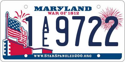 MD license plate 1AE9722