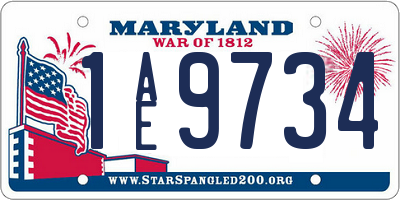 MD license plate 1AE9734