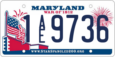 MD license plate 1AE9736