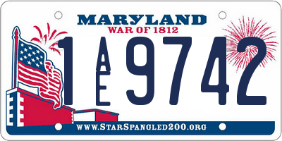 MD license plate 1AE9742