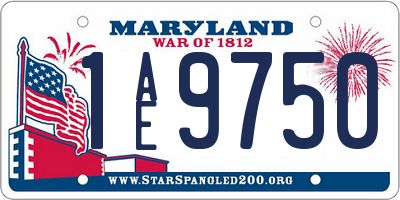 MD license plate 1AE9750
