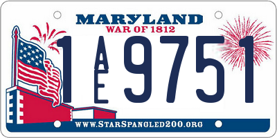 MD license plate 1AE9751