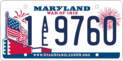 MD license plate 1AE9760