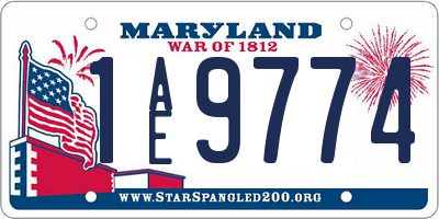 MD license plate 1AE9774