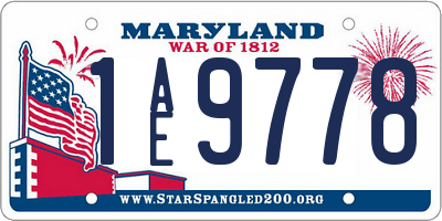 MD license plate 1AE9778