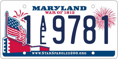 MD license plate 1AE9781