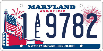 MD license plate 1AE9782