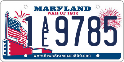 MD license plate 1AE9785
