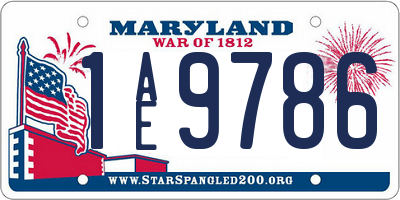 MD license plate 1AE9786