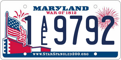 MD license plate 1AE9792