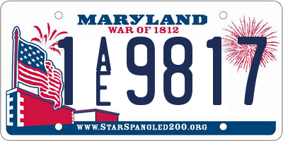 MD license plate 1AE9817
