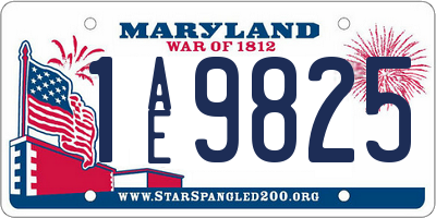 MD license plate 1AE9825