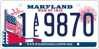 MD license plate 1AE9870