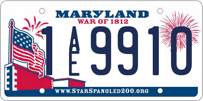 MD license plate 1AE9910