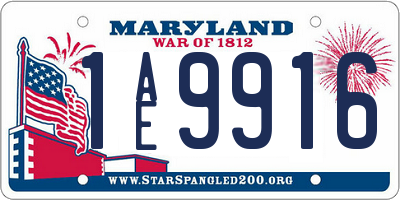 MD license plate 1AE9916