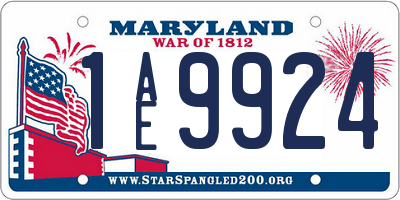 MD license plate 1AE9924