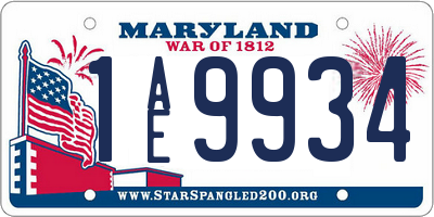MD license plate 1AE9934