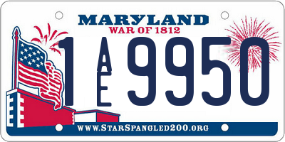 MD license plate 1AE9950