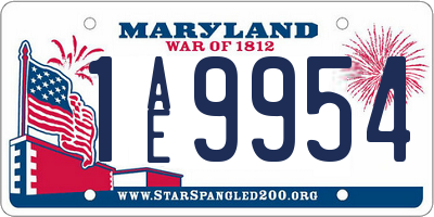 MD license plate 1AE9954
