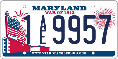 MD license plate 1AE9957