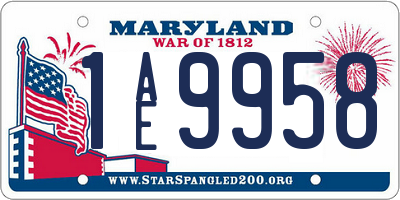 MD license plate 1AE9958